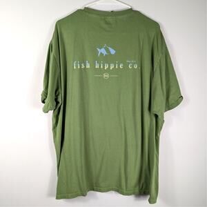 Fish Hippie Co Mens XL Green Graphic T Shirt Cotton Fishing Logo Tee Outdoor